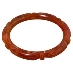 Finely Carved Hardstone Vintage Bangle. Circumference 21.5cm.