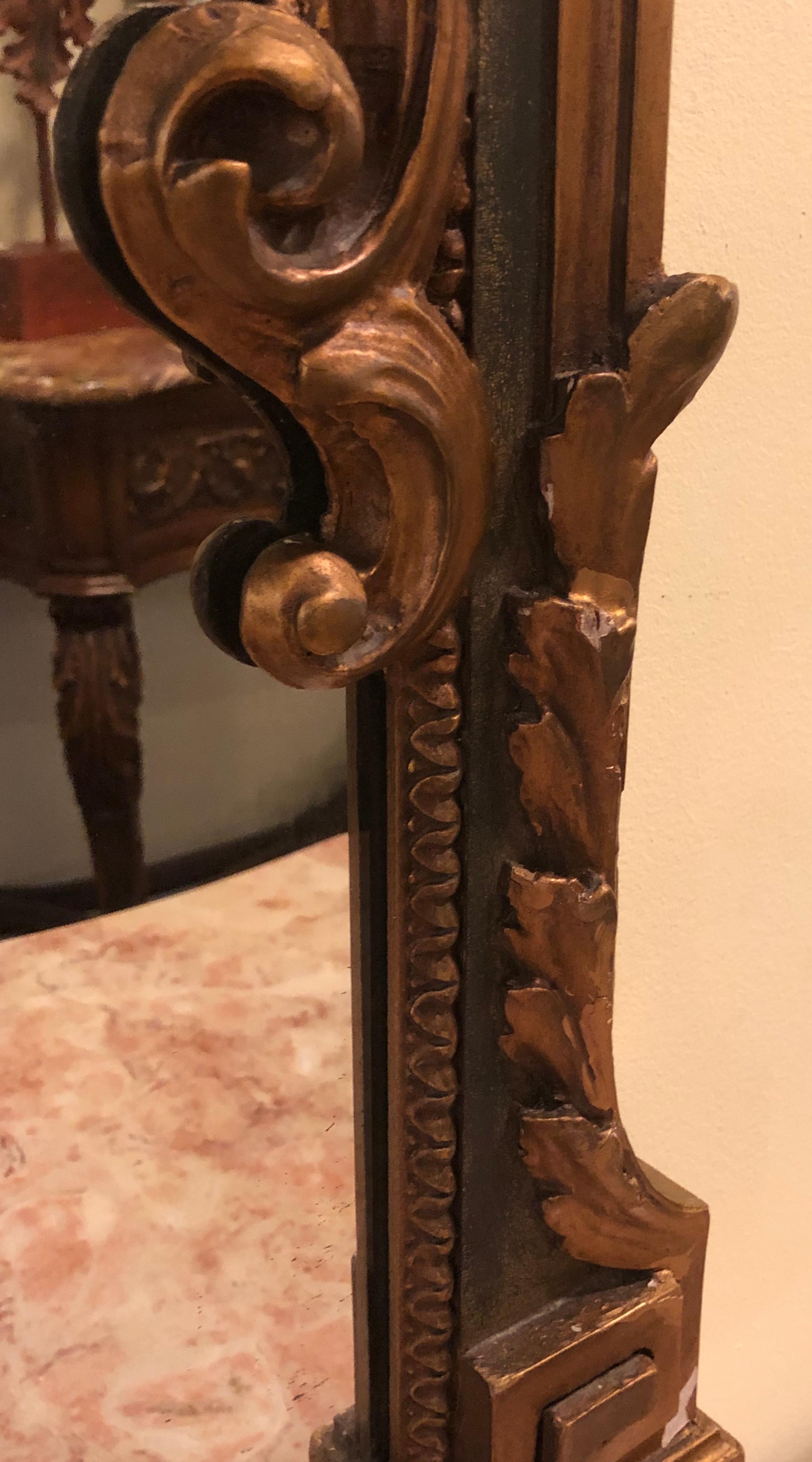 Finely Carved Hollywood Regency or Adams Style over the Mantle or Wall Mirror 8