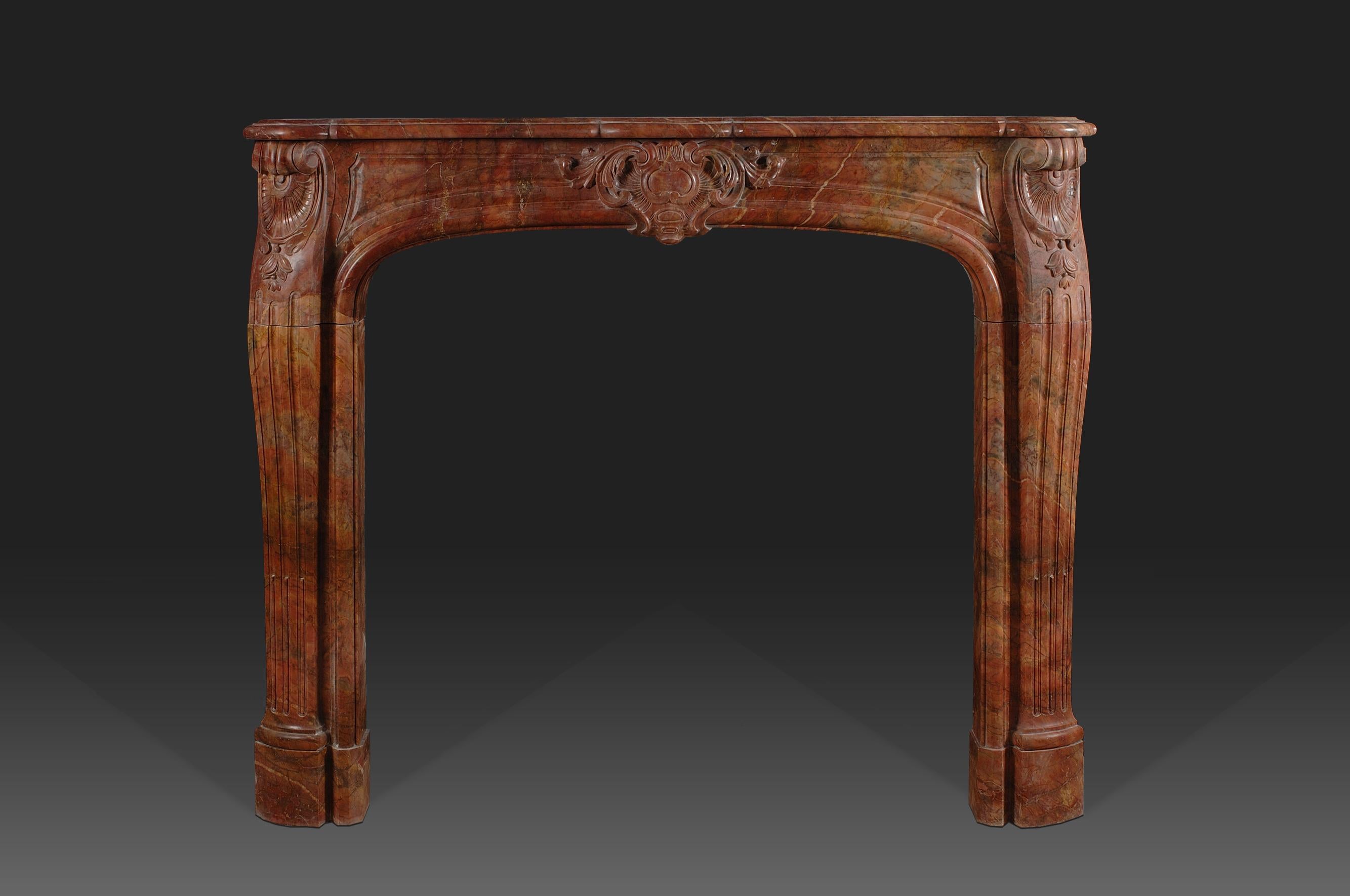 French Finely carved Italian marble fireplace For Sale