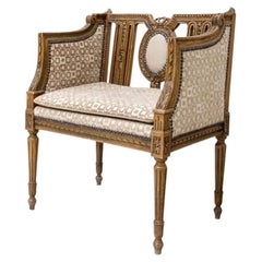 Finely Carved Louis XVI Marquise (wide Bergère) In Custom Fabric