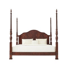 Finely Carved Mahogany Four Post King Size Bed