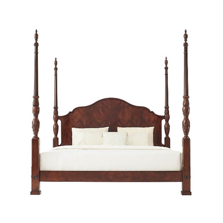 Finely Carved Mahogany Four Post King Size Bed at 1stDibs