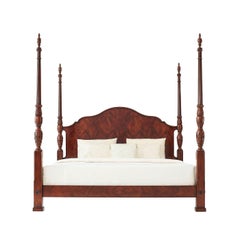 Finely Carved Mahogany Four Post King Size Bed
