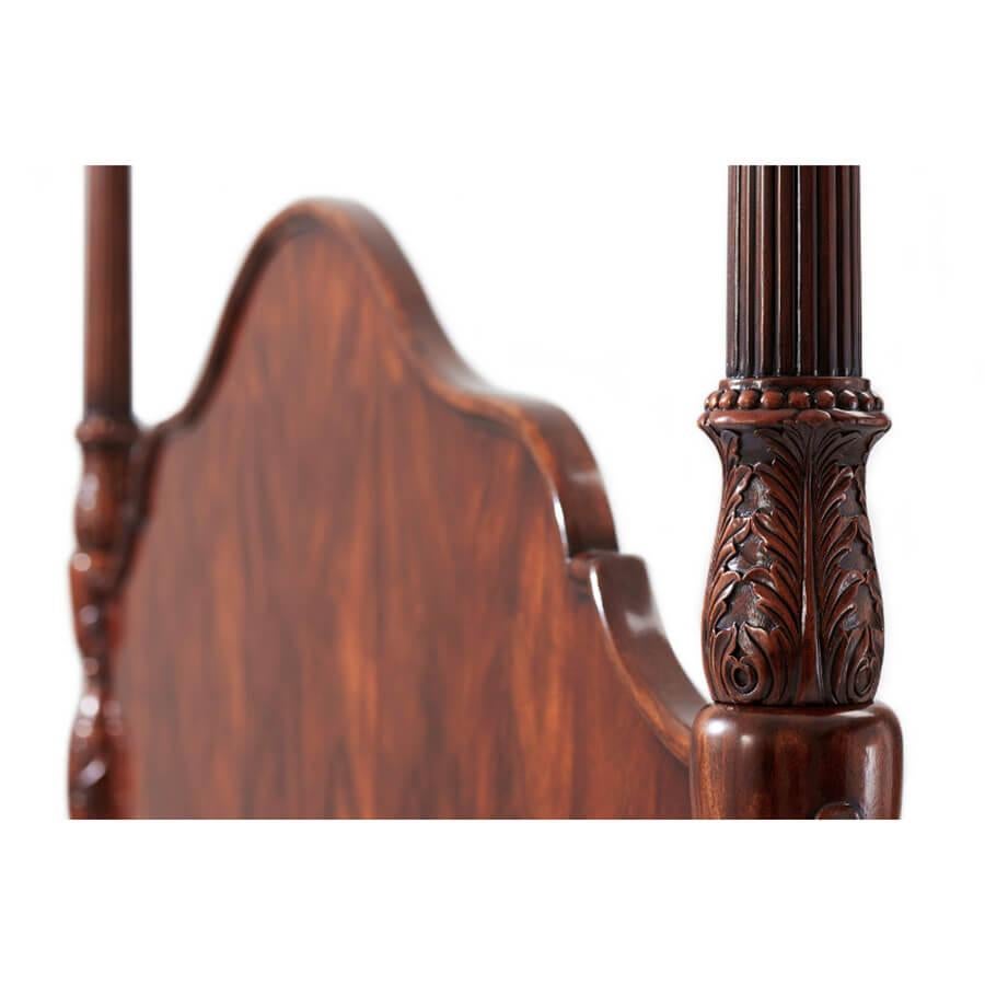 English Finely Carved Mahogany Four Post King Size Bed