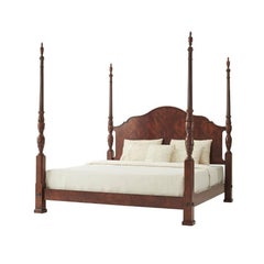 Finely Carved Mahogany Four Post King Size Bed
