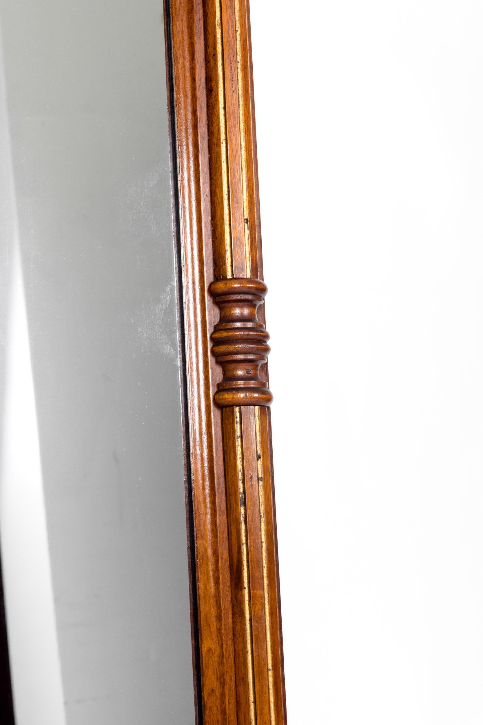 European Finely Carved Mahogany Wood Victorian Style Hanging Mirror