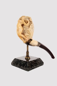 Finely carved meerschaum and amber pipe, depicting Venus. Austria, circa 1890.