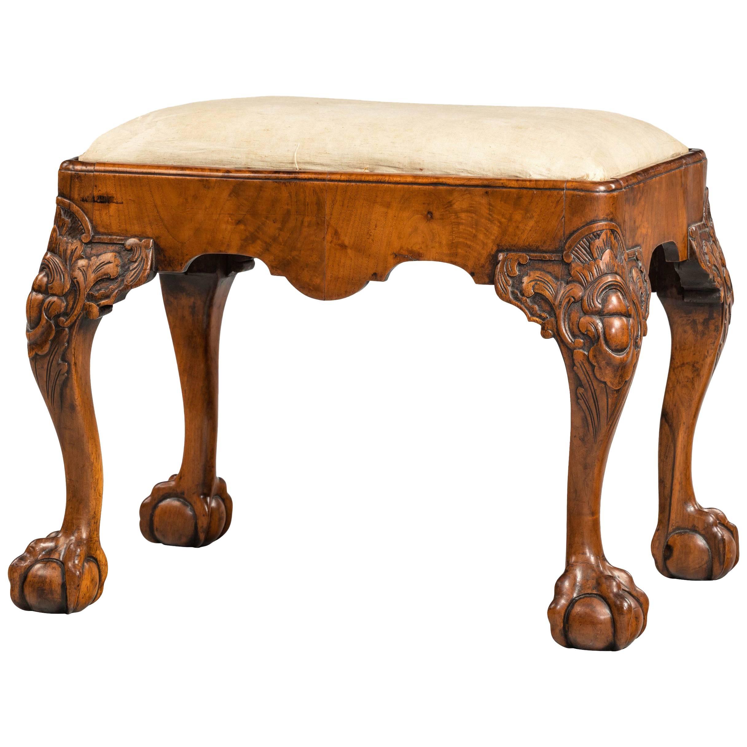 Finely Carved Mid-18th Century Walnut Stool