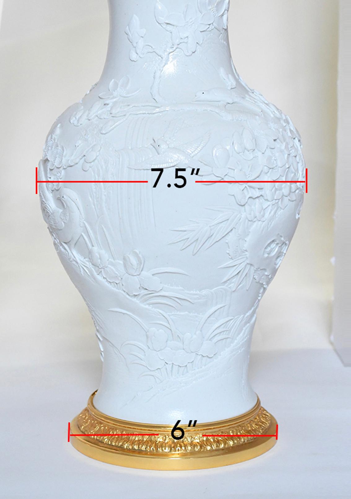 Contemporary Finely Carved Porcelain Lamps For Sale