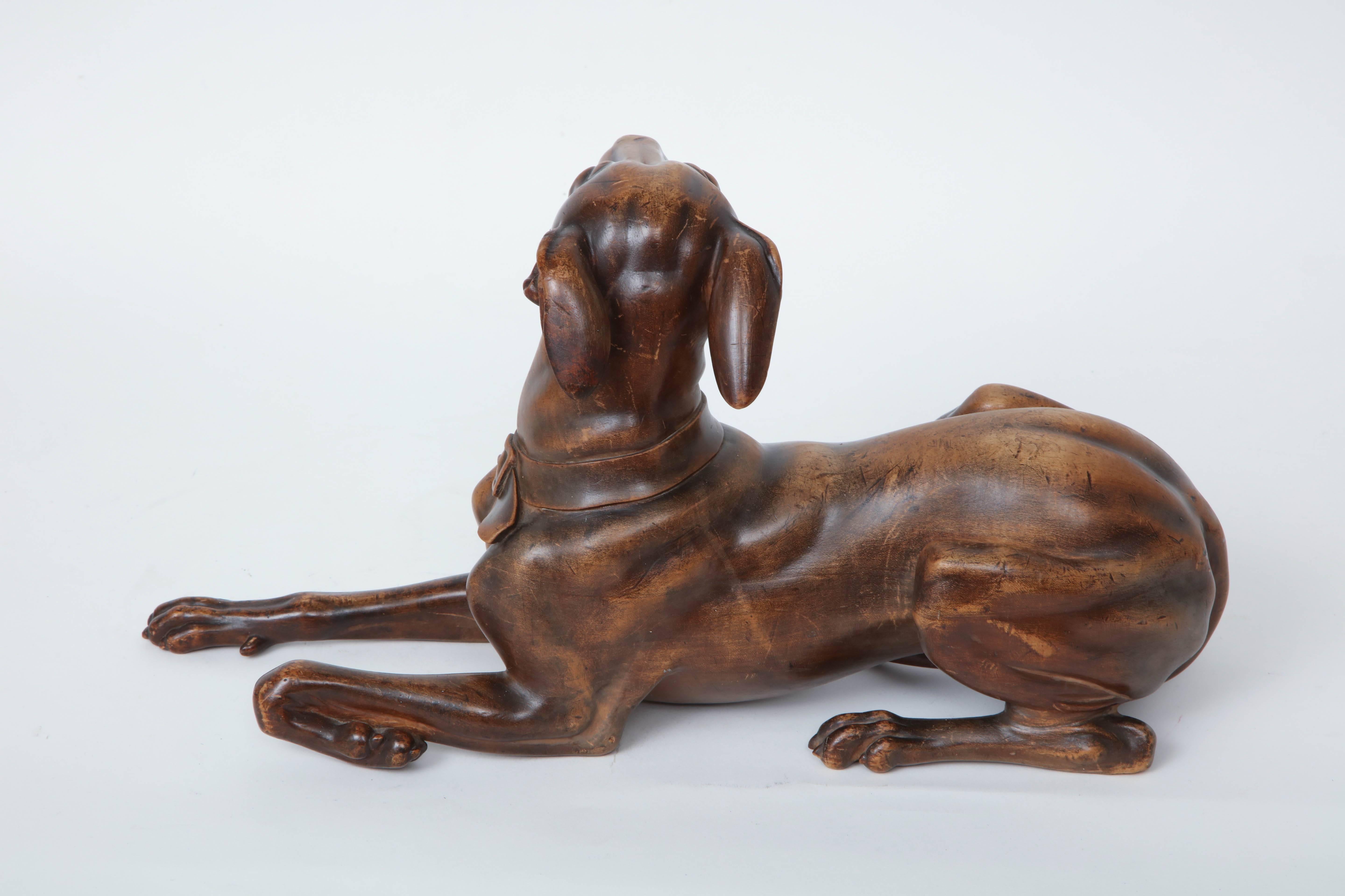 20th Century Finely Carved Recumbent Whippet, circa 1900s