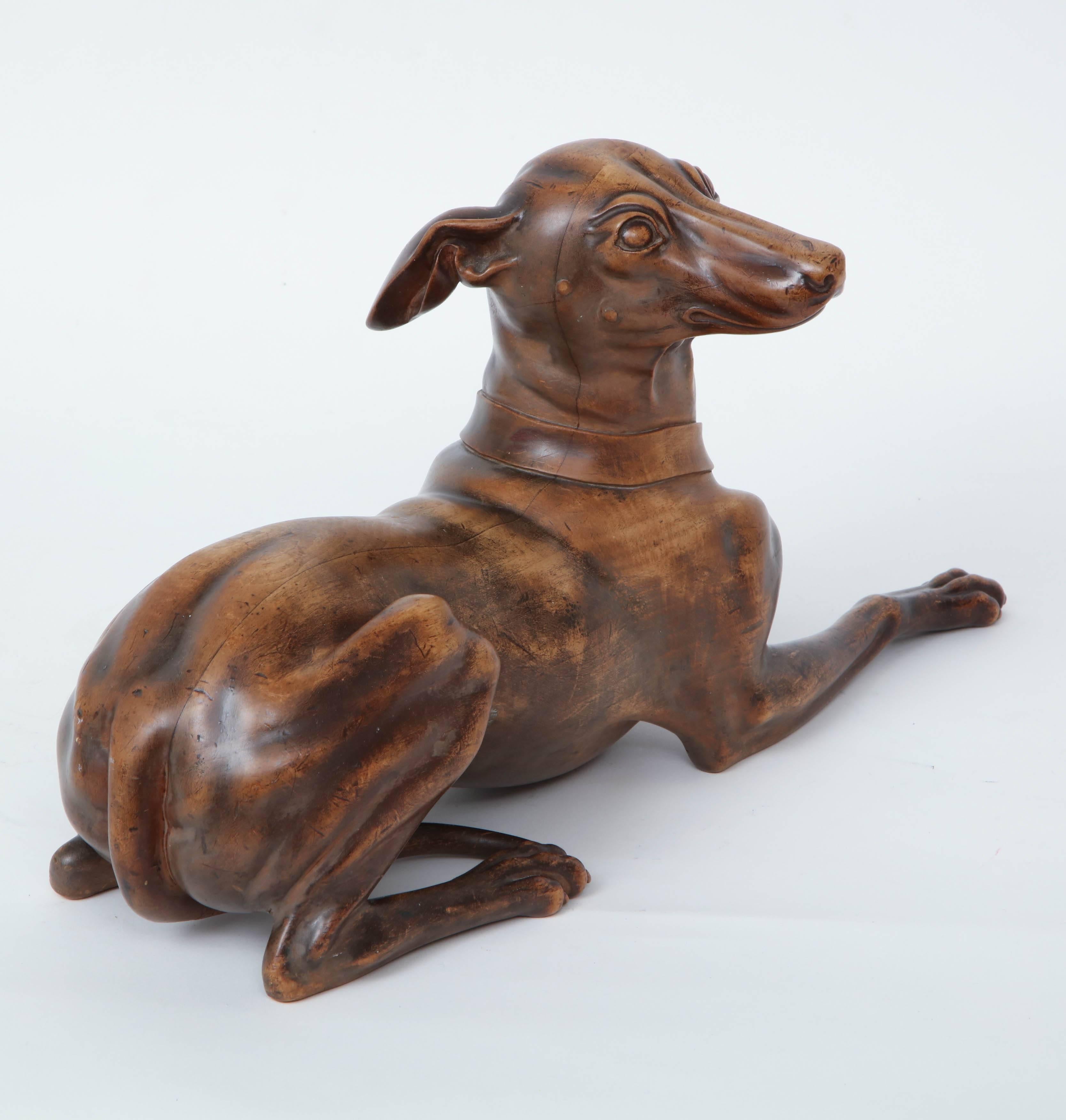 Finely Carved Recumbent Whippet, circa 1900s 2