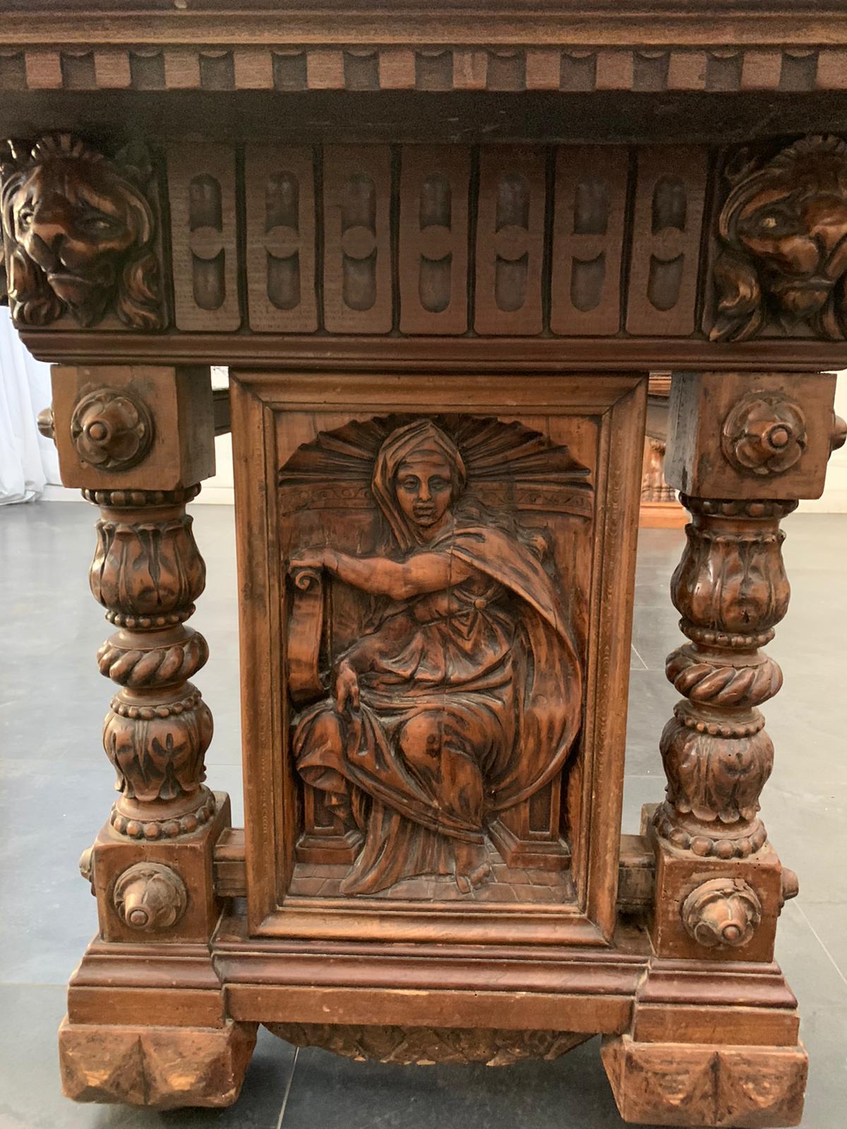 Finely Carved Renaissance Study Set, Late 1800s For Sale 13