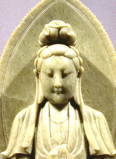 Finely Carved Soapstone Buddhist Stele of Bodhisattva Avalokiteshvara Guanyin