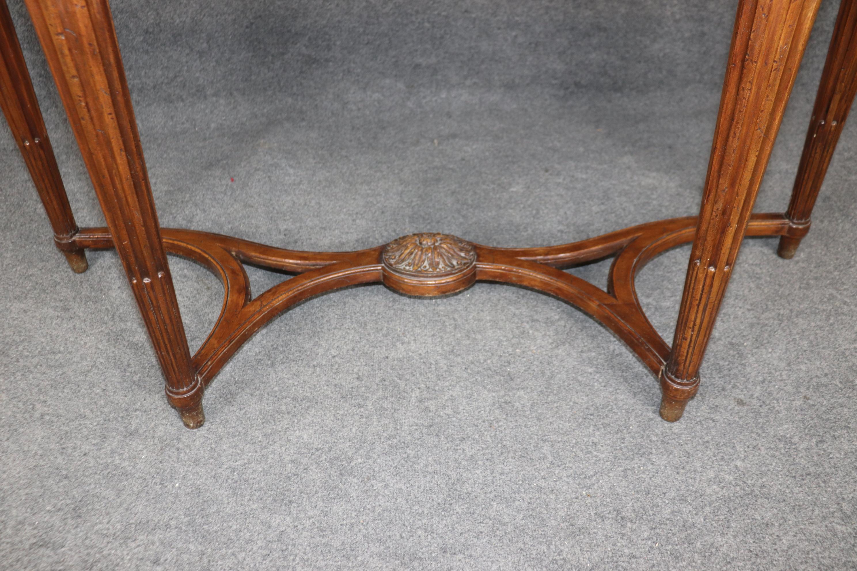 Finely Carved Walnut Demilune French Louis XVI Breche D' Violette Console Table For Sale 5