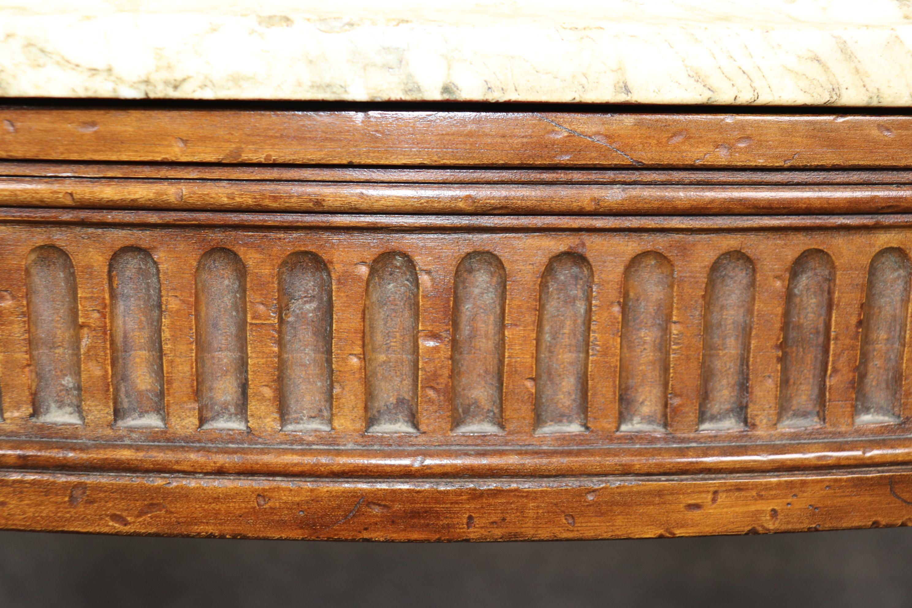 Finely Carved Walnut Demilune French Louis XVI Breche D' Violette Console Table For Sale 7