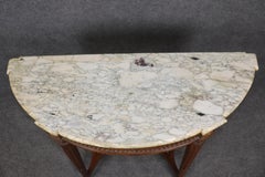 Finely Carved Walnut Demilune French Louis XVI Breche D' Violette Console Table
