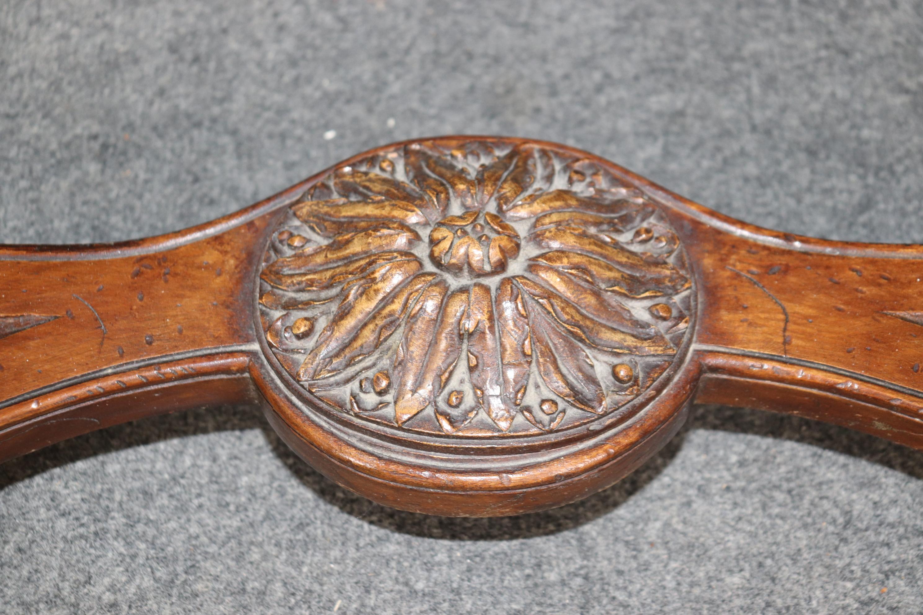 Finely Carved Walnut Demilune French Louis XVI Breche D' Violette Console Table In Good Condition For Sale In Swedesboro, NJ