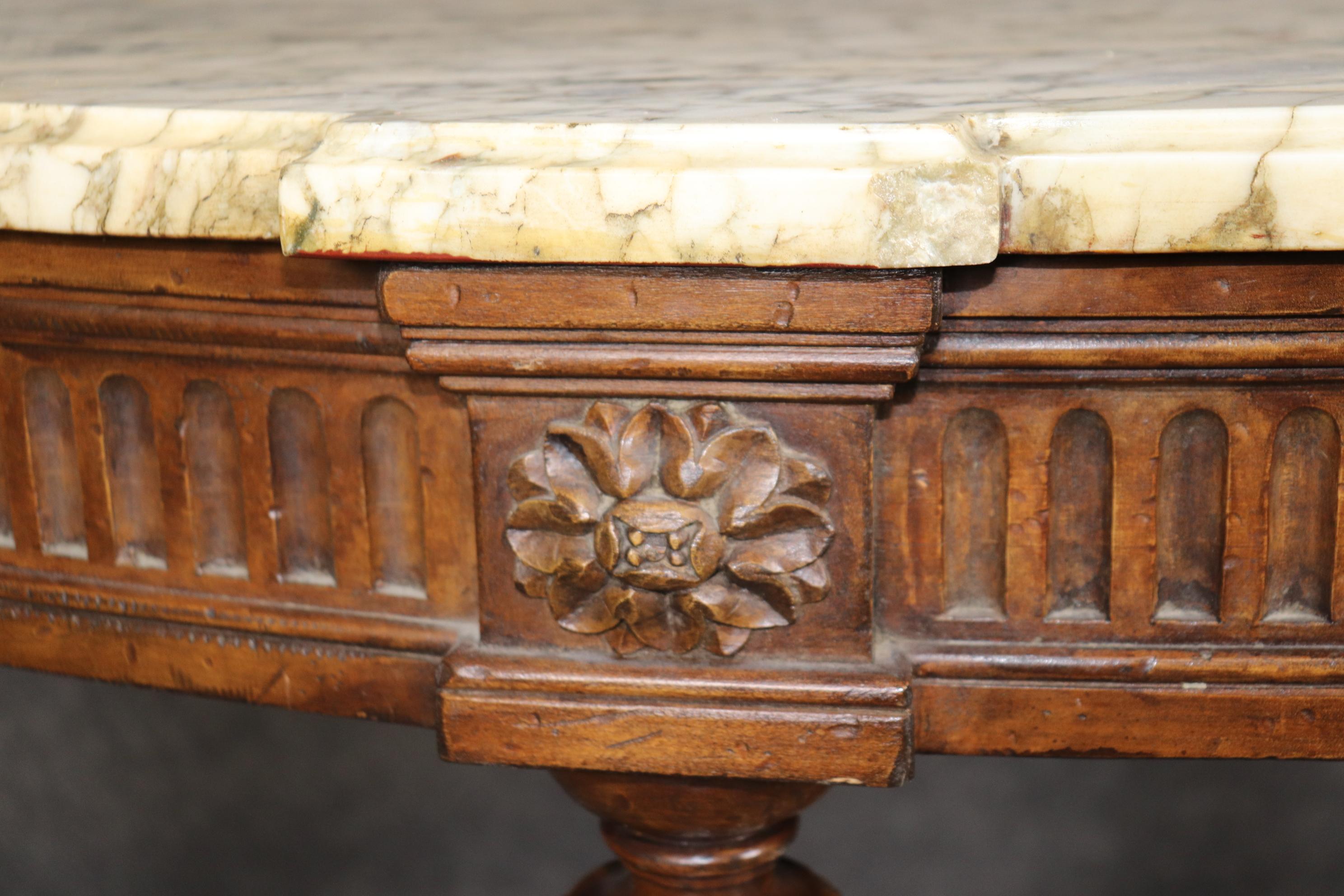 Early 20th Century Finely Carved Walnut Demilune French Louis XVI Breche D' Violette Console Table For Sale