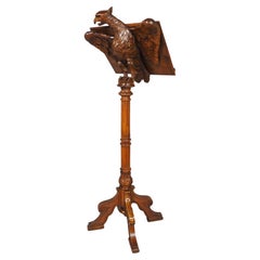 Antique Finely Carved Walnut Eagle Lectern from France, Circa 1880