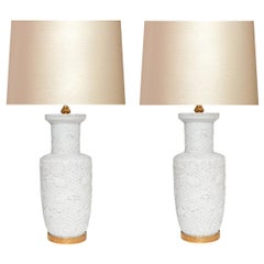 Retro Finely Carved White Porcelain Lamps