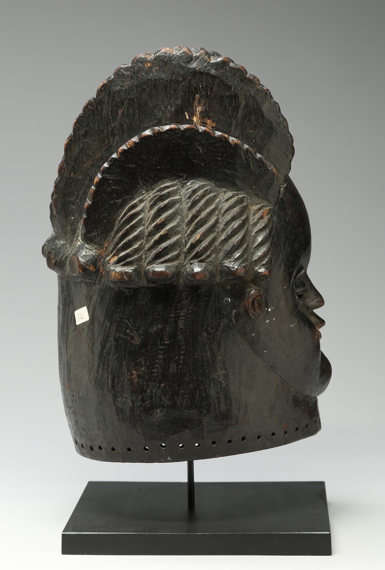 Liberian Finely Carved Dark Wood Bassa Helmet Mask Liberia Early 20th Century Provenance