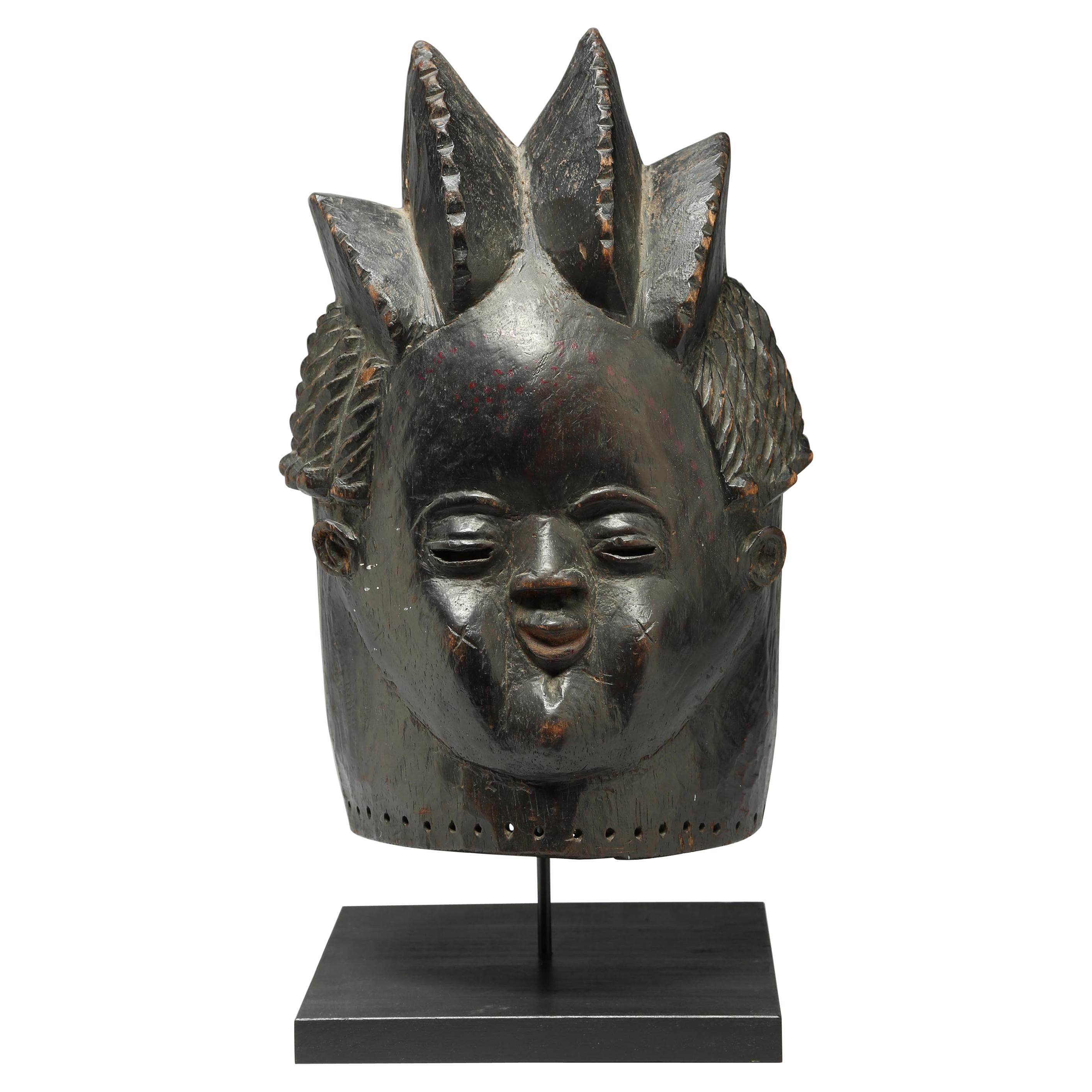 Finely Carved Dark Wood Bassa Helmet Mask Liberia Early 20th Century Provenance