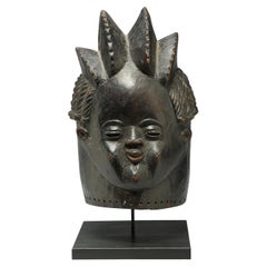 Finely Carved Dark Wood Bassa Helmet Mask, Liberia Early 20th Century Prov.