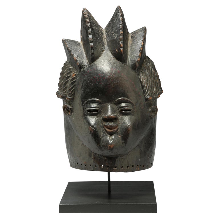 Finely Carved Dark Wood Bassa Helmet Mask Liberia Early 20th Century ...