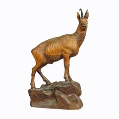 Finely Carved Wood Chamois Brienz, Switzerland, circa 1920