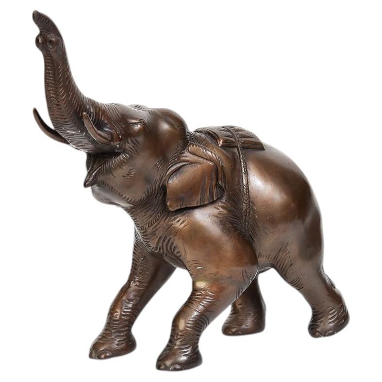 Finely Cast Asian Bronze Elephant Animal Statue