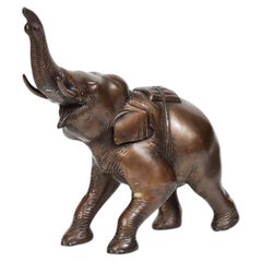 Finely Cast Asian Bronze Elephant Animal Statue