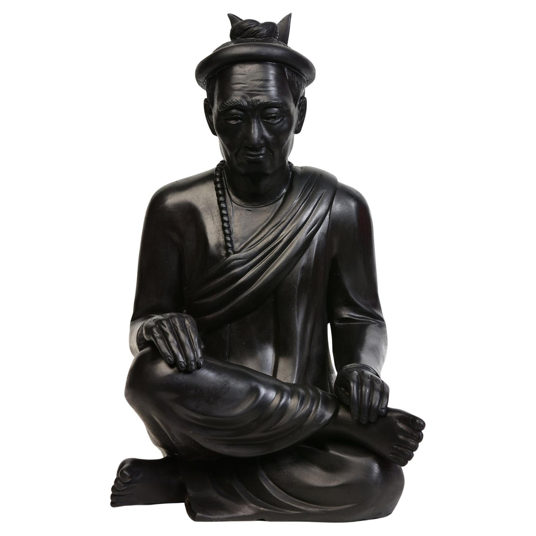 Fein gegossene asiatische Bronze-Heiliger-Mann-Skulptur im Angebot