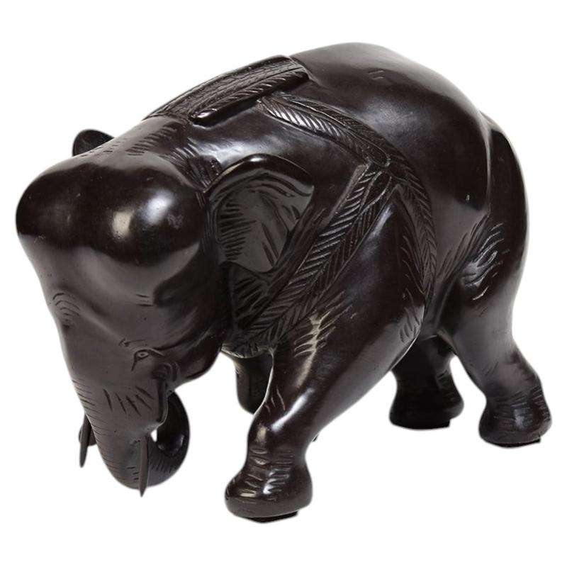 Finely Cast Asian Bronze Walking Elephant Animal Statue For Sale