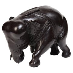 Finely Cast Asian Bronze Walking Elephant Animal Statue