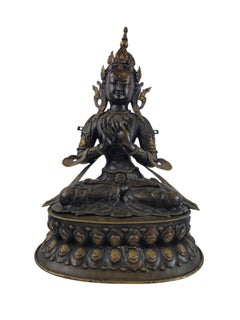 Finely Cast Bronze Buddha Symbolizing the Union of Wisdom and Compassion
