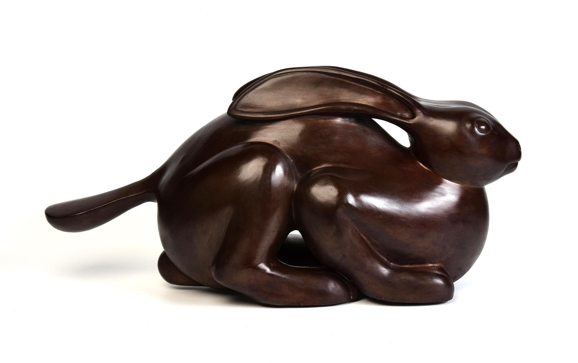 Statua animale di coniglio birmano in bronzo finemente fusa in vendita 3