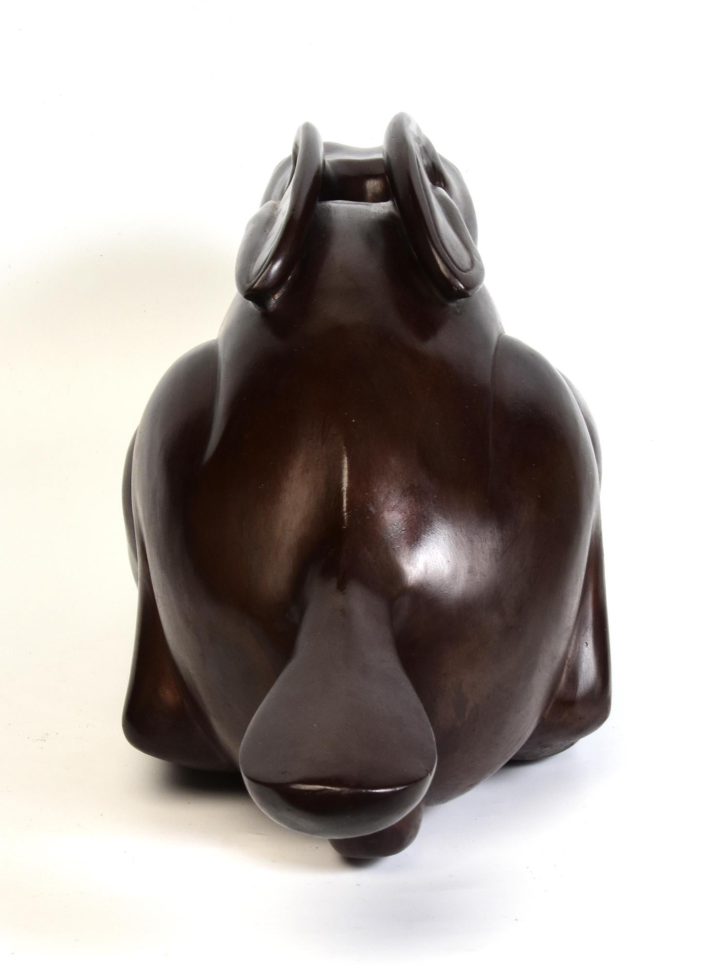 Statua animale di coniglio birmano in bronzo finemente fusa in vendita 4