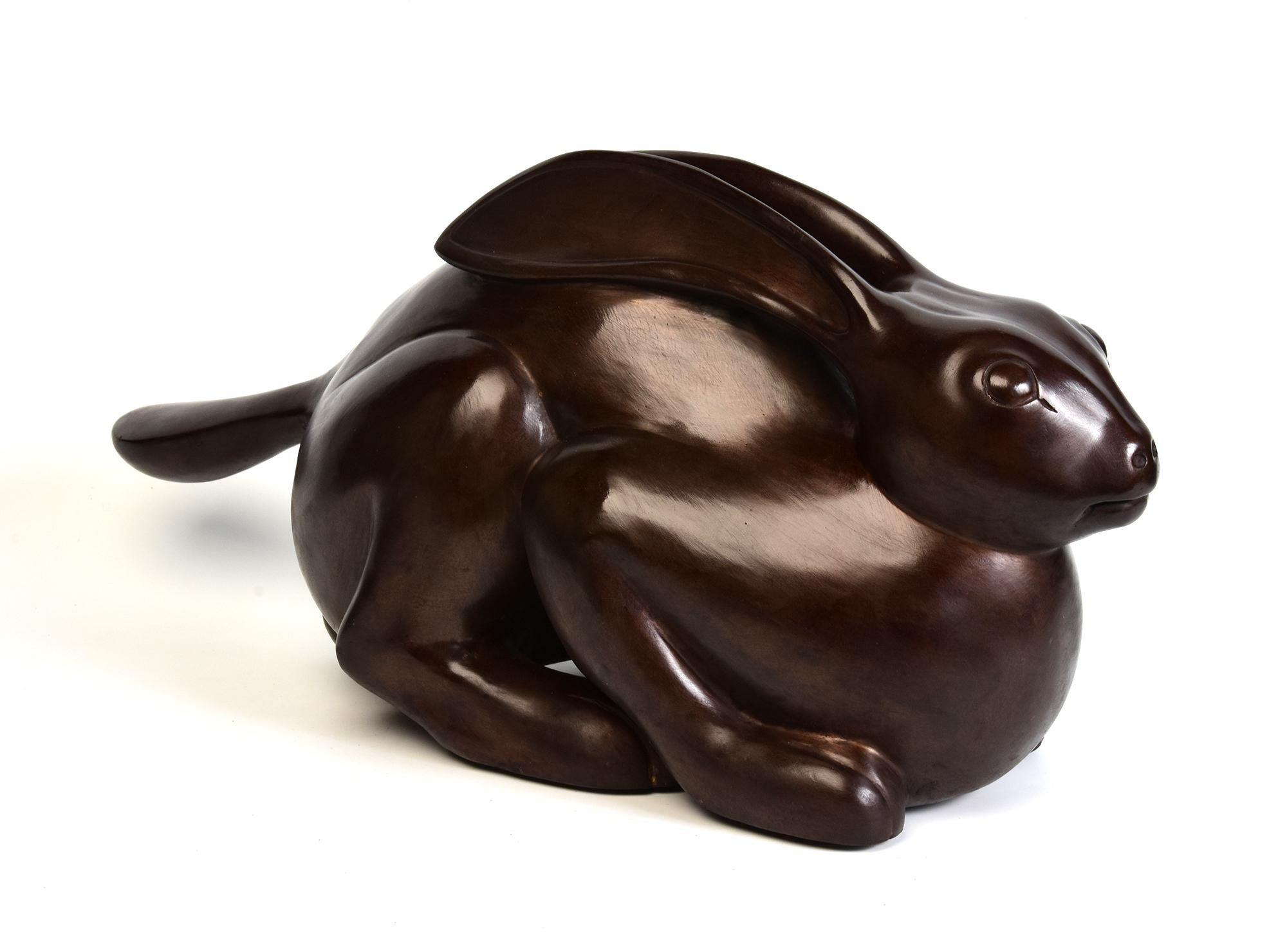 Statua animale di coniglio birmano in bronzo finemente fusa in vendita 1