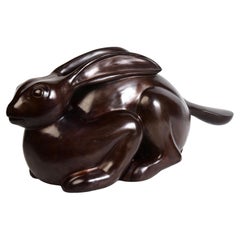 Statue d'animal lapin en bronze birman finement moulé