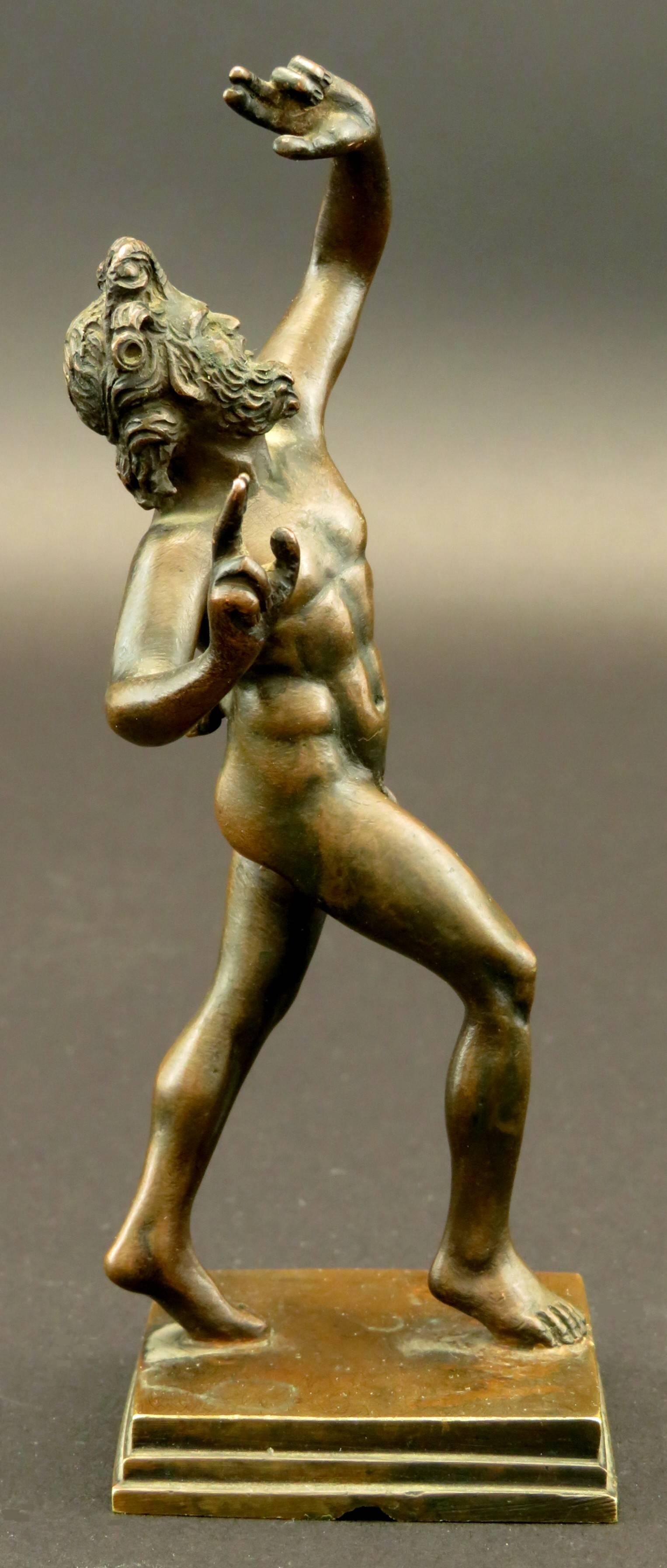 Hellenistic Finely Cast Grand Tour Miniature Bronze of The Dancing Faun, Italy Circa 1880