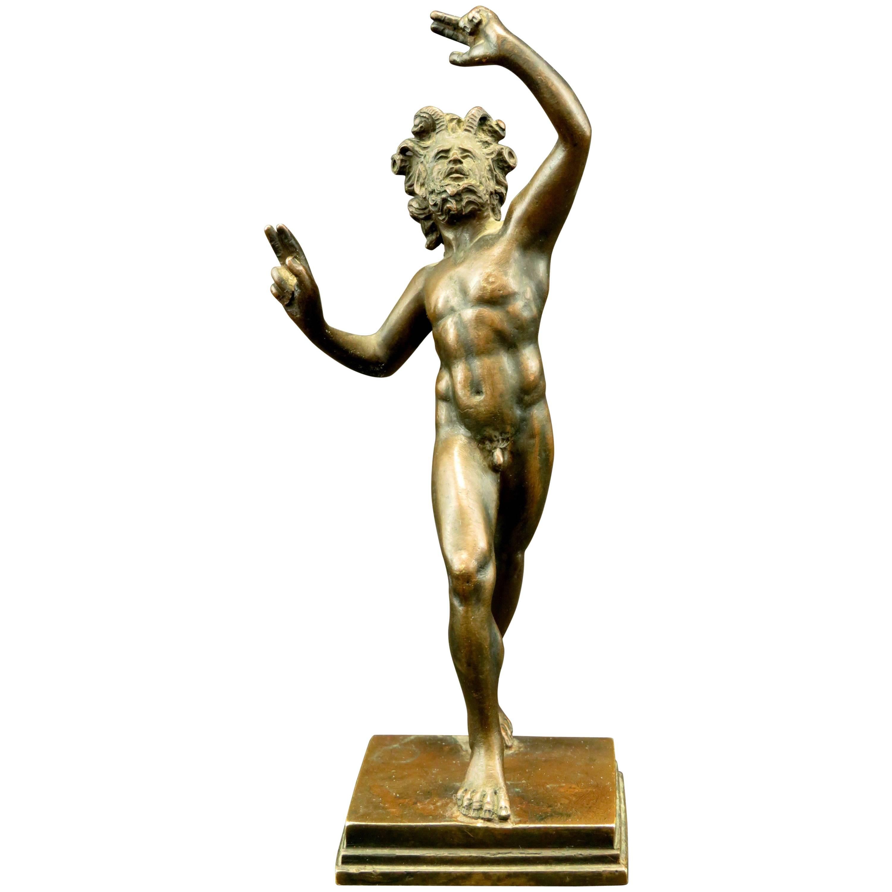 Finely Cast Grand Tour Miniature Bronze of The Dancing Faun, Italy Circa 1880