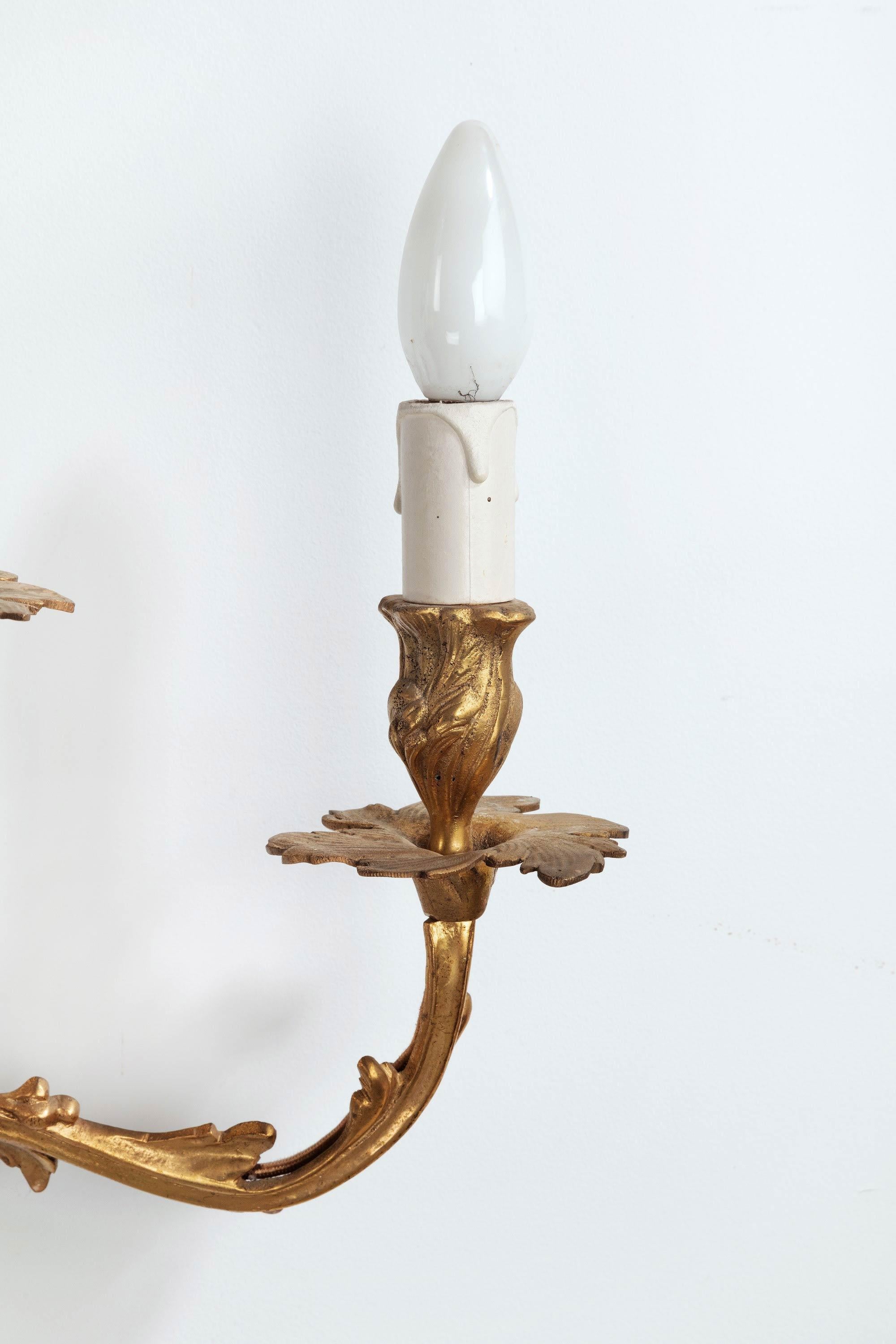 20th Century Finely Cast Pair of Rococo Wall Lights