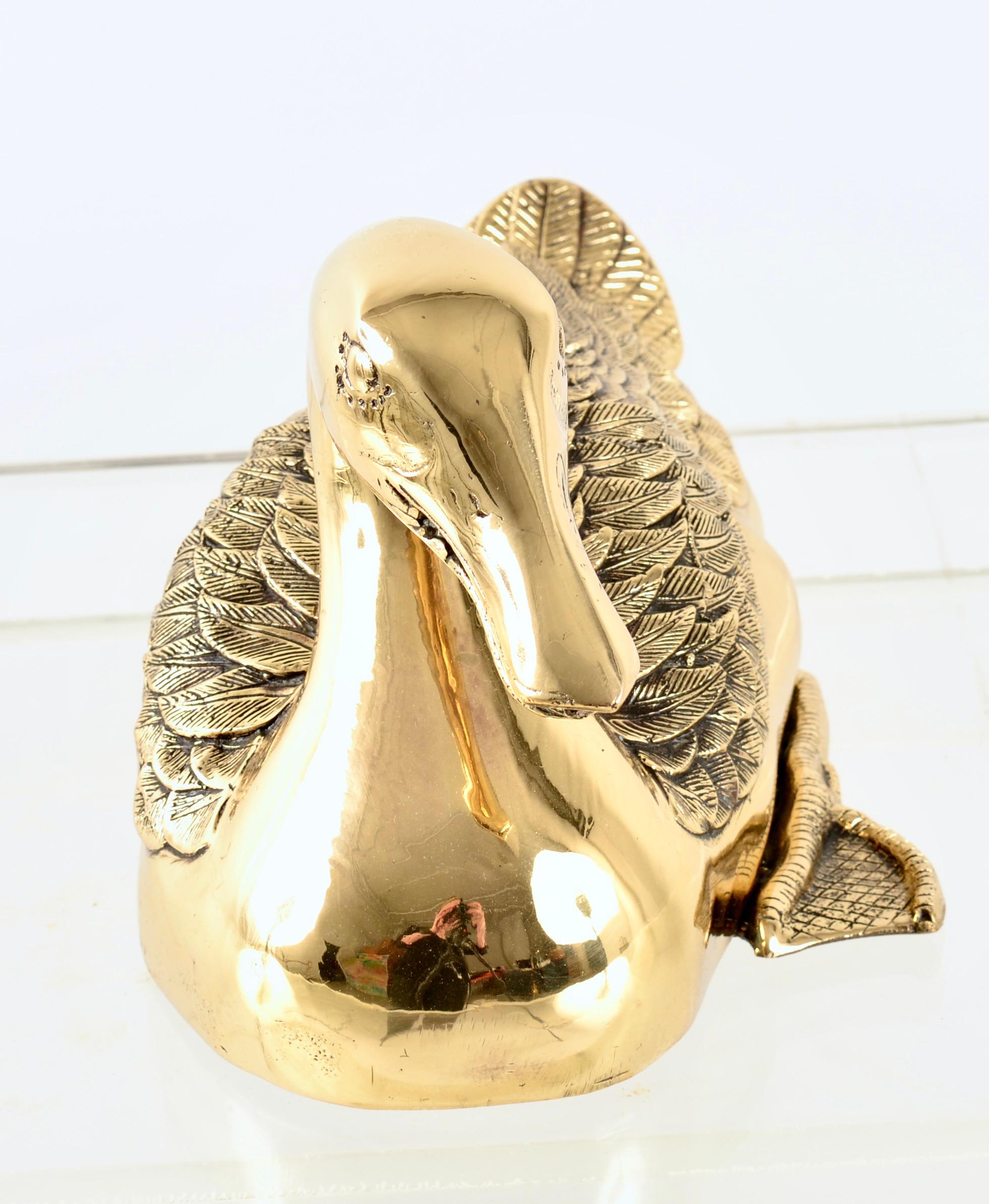 Finely Crafted Brass Duck In Good Condition For Sale In Norwalk, CT
