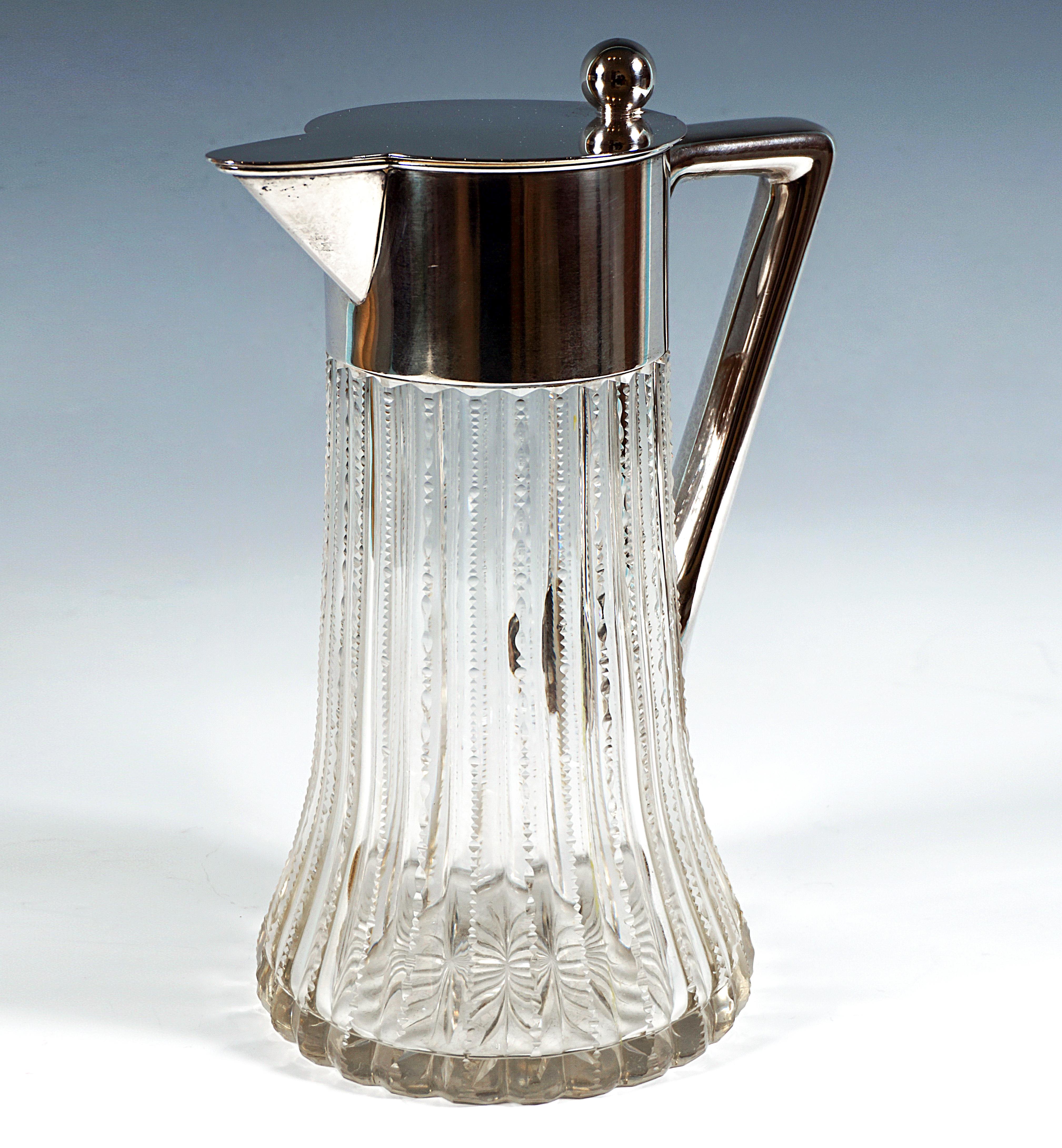 Hand-Crafted Finely Cut Glass Decanter With Silver Mount, Wilkens & Sons Germany, 1909 For Sale
