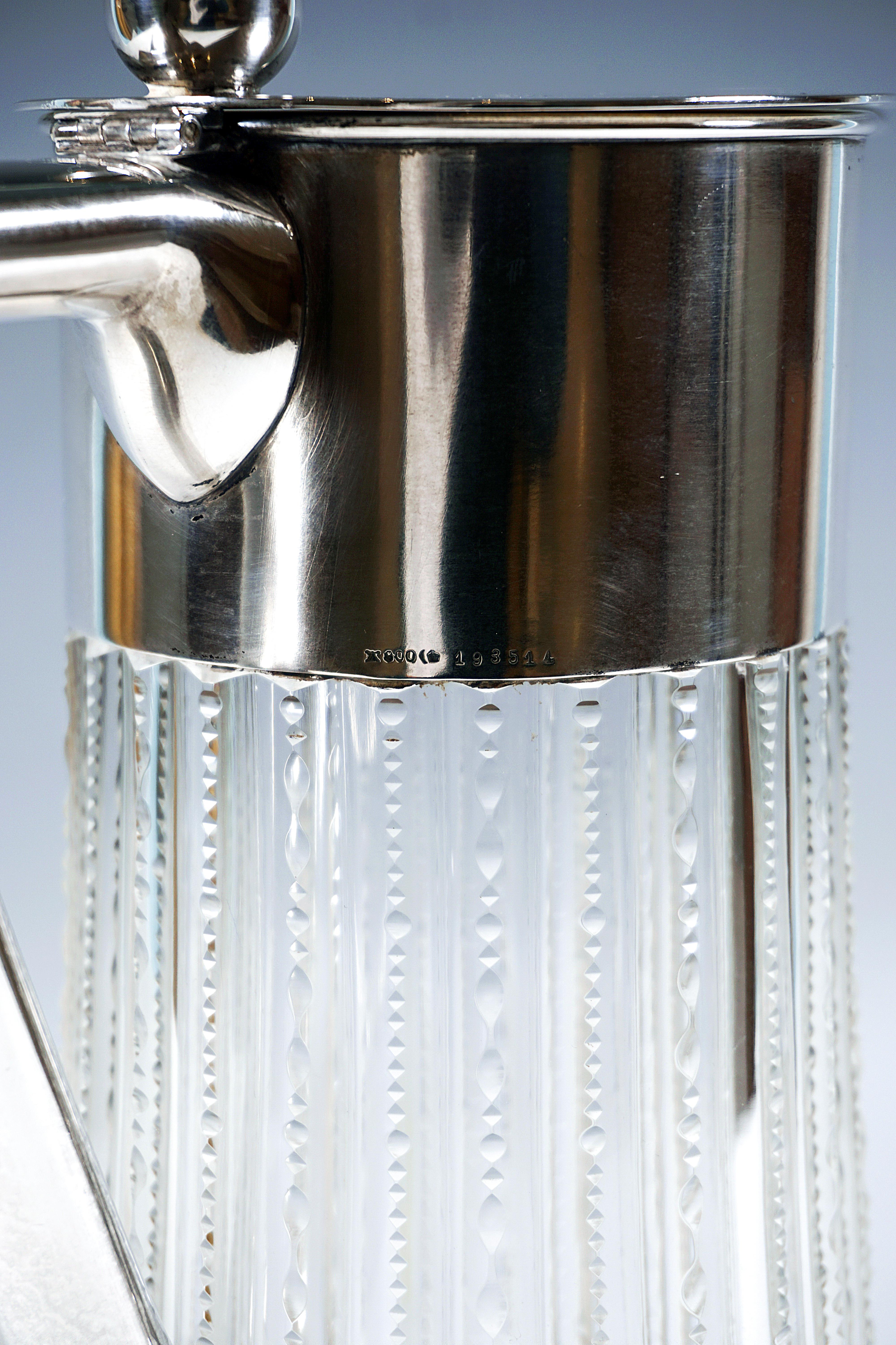 Early 20th Century Finely Cut Glass Decanter With Silver Mount, Wilkens & Sons Germany, 1909 For Sale