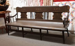Banc de banquette de Pennsylvanie du 19e siècle finement décoré et peint