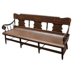 Finely Decorated and Painted 19th Century Settle Bench from Pennsylvania