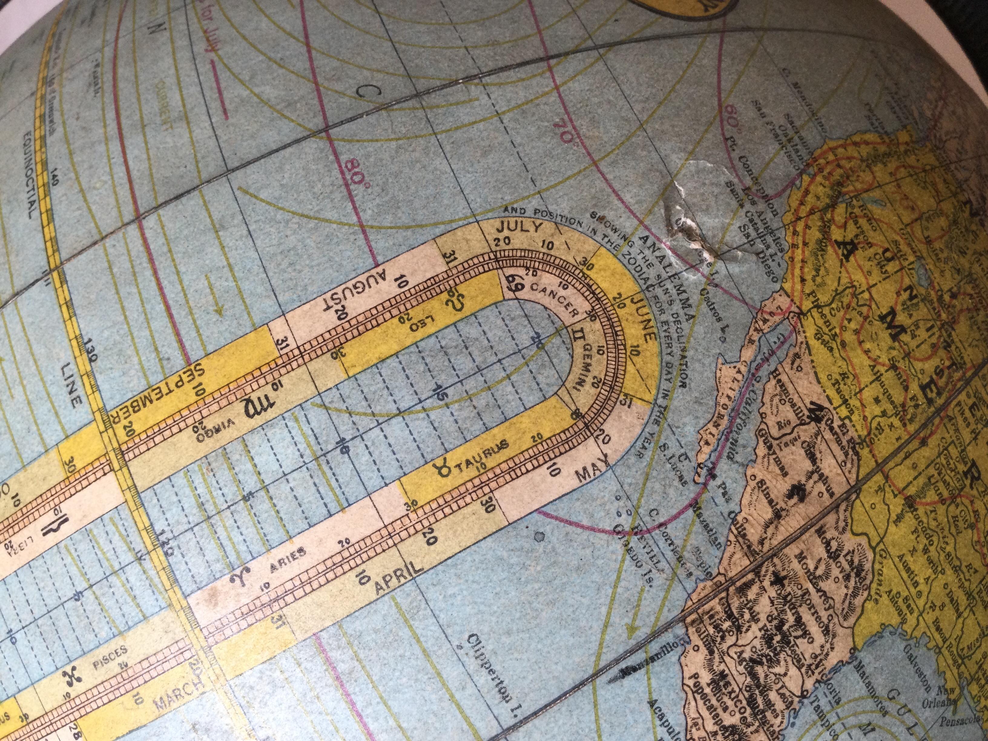 Globe terrestre ancien de table Rand McNally & Co finement détaillé 1