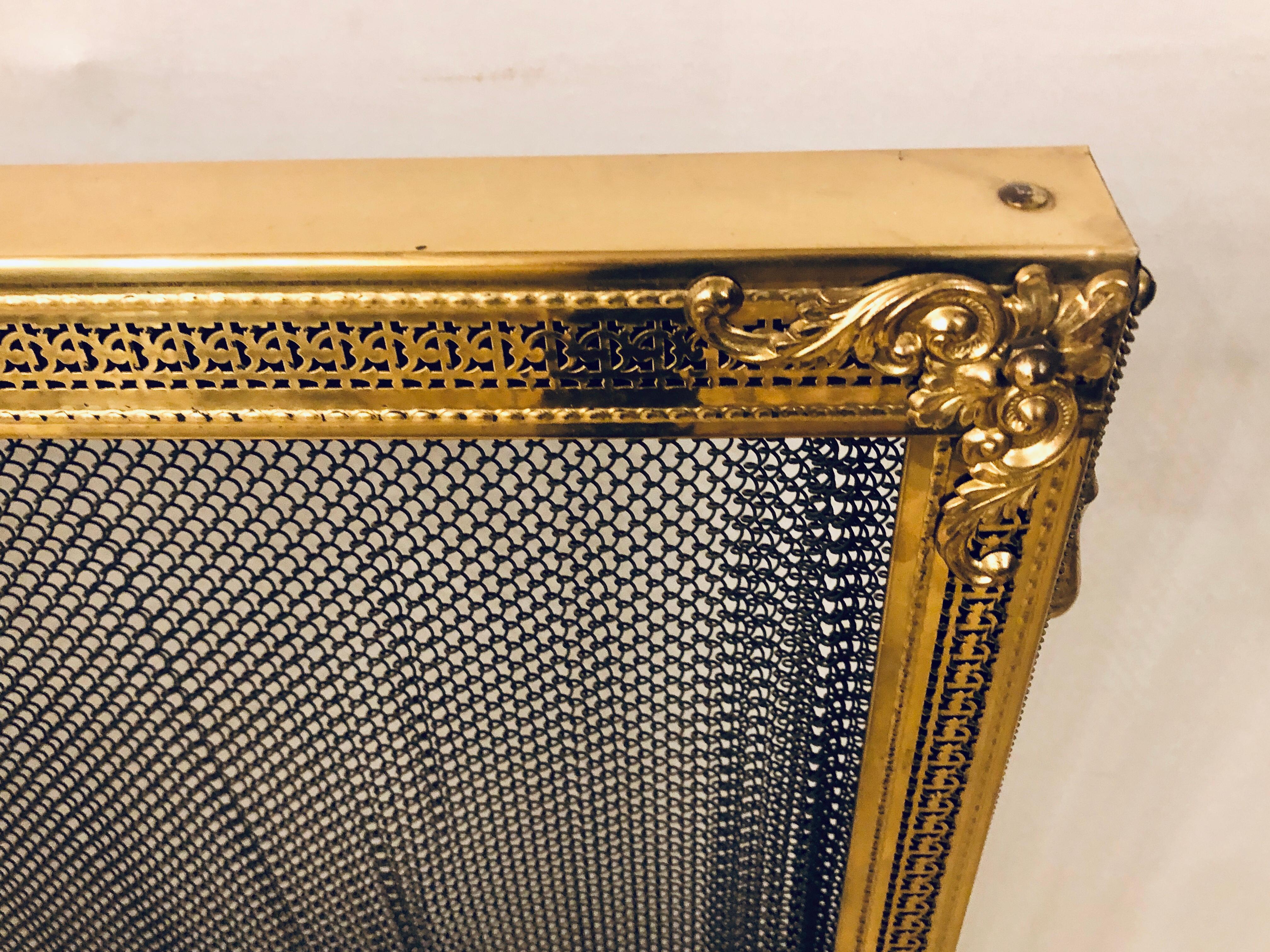 Mid-20th Century Finely Detailed Louis XVI Solid Brass Fire Screen