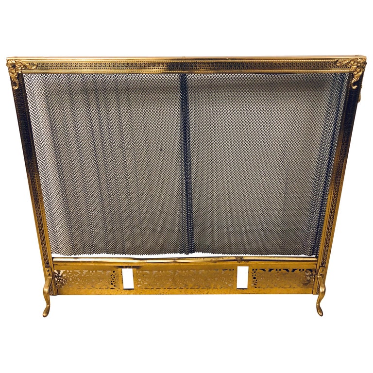 Finely Detailed Louis XVI Solid Brass Fire Screen at 1stDibs